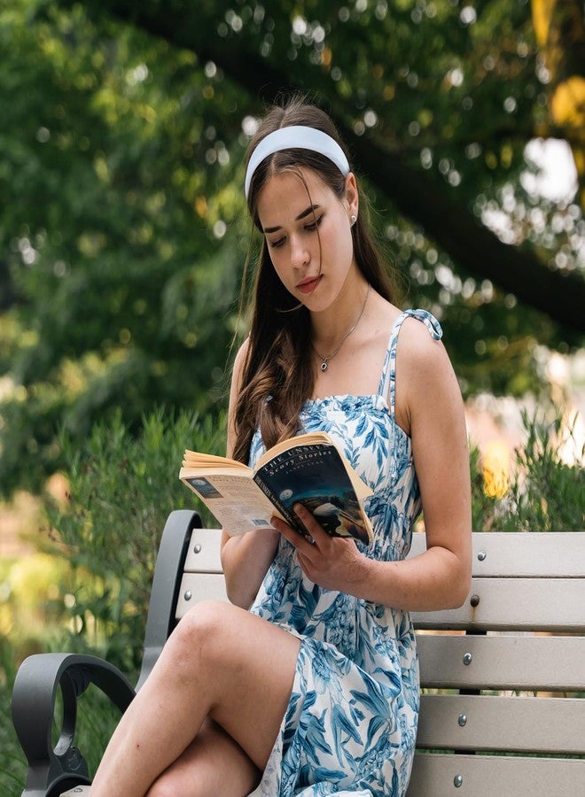 Amariver Blue Headband for Women 1.2inch Satin Headbands Padded Head Bands DIY Plain Hair Band Fashion Light Blue Hair Accessories for Women Girls - Image 2